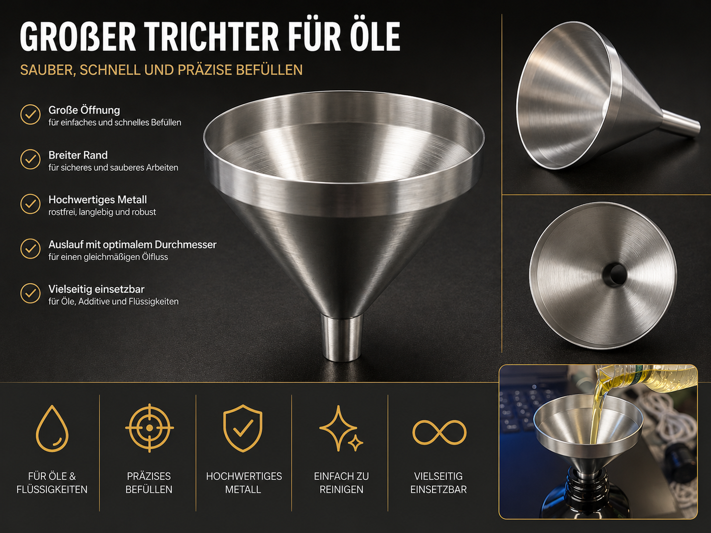 Großer Trichter für Öl