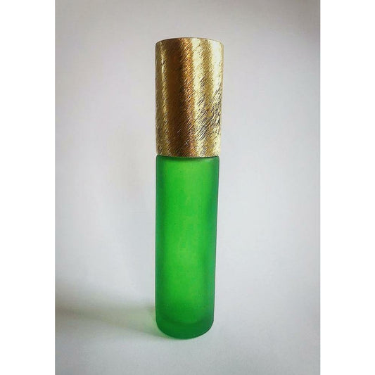 10ml Buntglas Roll-On Fläschchen Grün mit Verschlusskappe Gold (6er Pack)