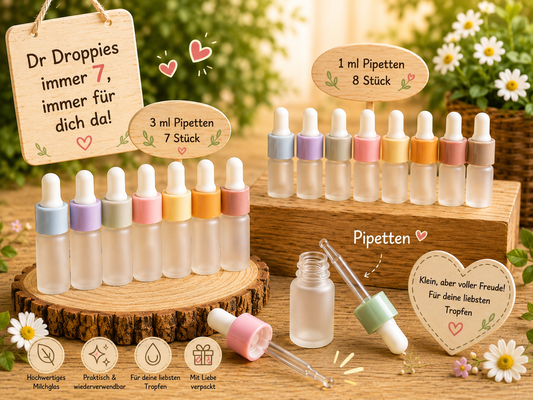 Pippettenflasche 3ml, 7er Set, bunt sortiert, Dr. Droppies