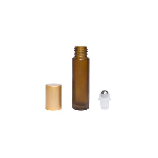 10ml amber glass roll-on bottles with gold screw caps (pack of 6)