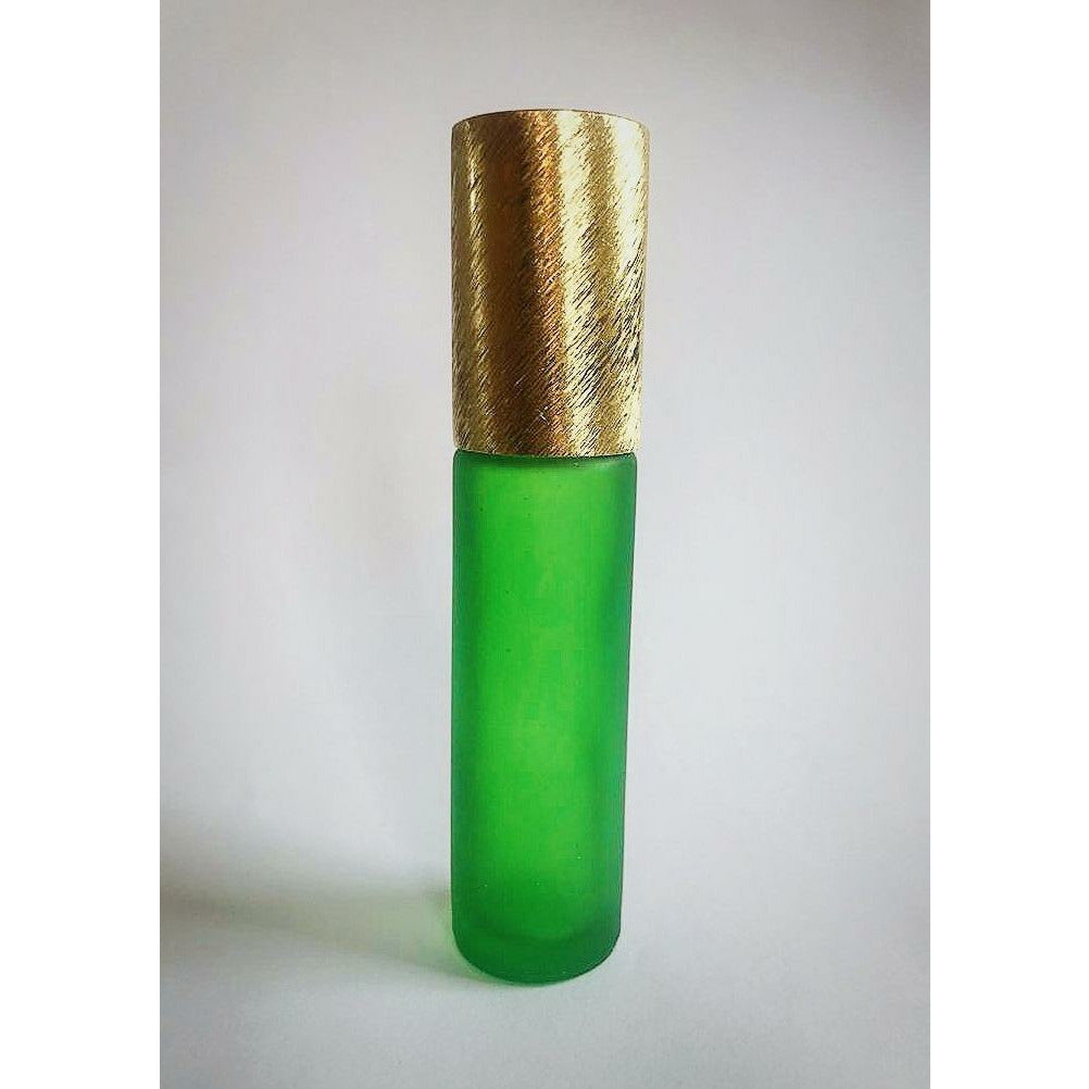 10ml colored glass roll-on bottles in green with gold screw caps (pack of 6)