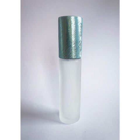 10ml Roll-On Fläschchen Milchglas mit Verschlusskappe hellblau-metallic (6er Pack)