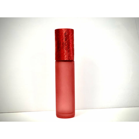 10ml colored glass roll-on bottles in red with metallic red screw caps (pack of 6)