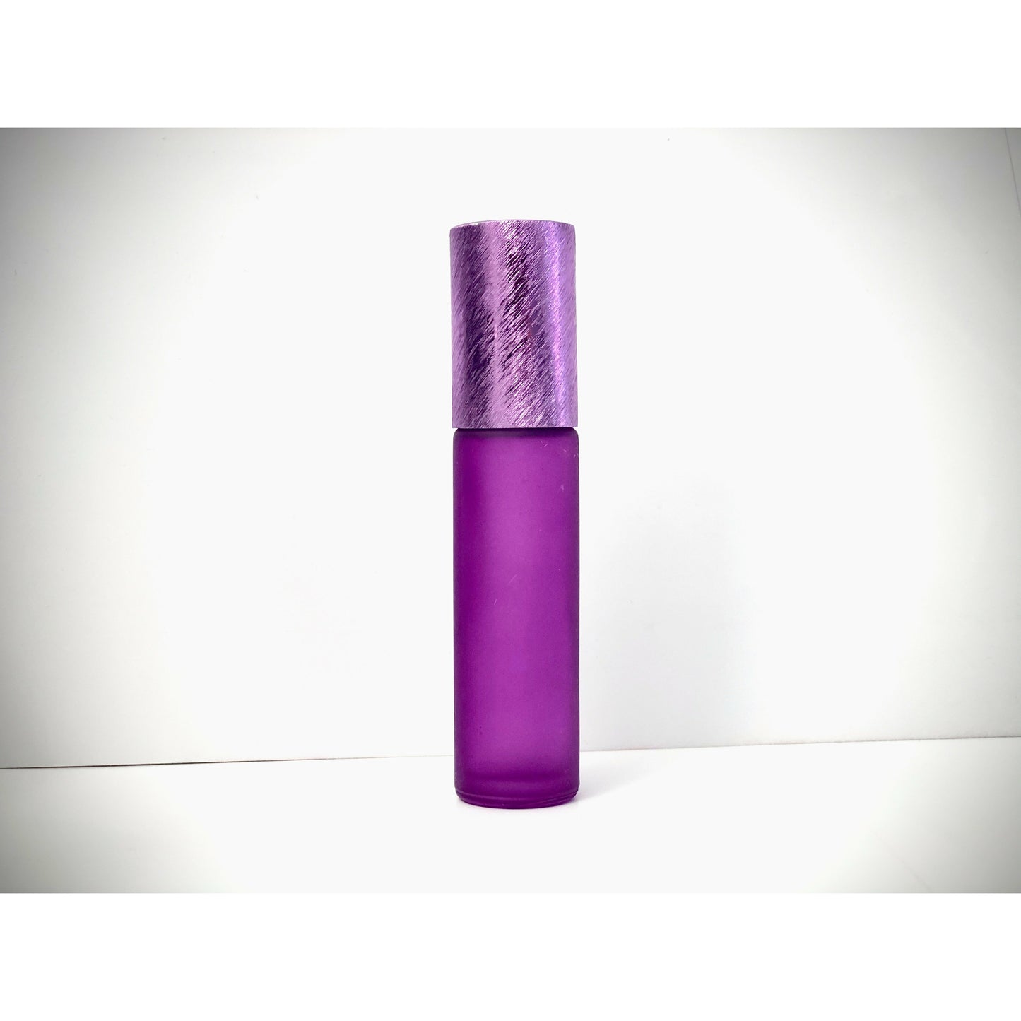 10ml colored glass roll-on bottles in purple with metallic purple screw caps (6-pack)
